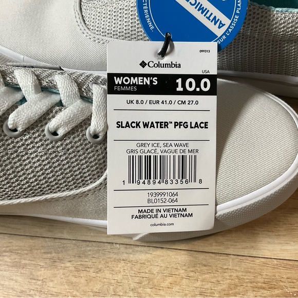 Women’s Columbia Slack Water PFG Lace Sneakers Boat Shoes Grey Ice Sea Wave Blue - Picture 14 of 16